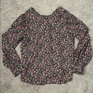 LOFT Floral Vine Ruffle Tie-Back Women's Blouse